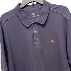 Tommy Bahama Mens Emfielder Polo XL Blue Gray Pima Cotton Marlin Golf Shirt